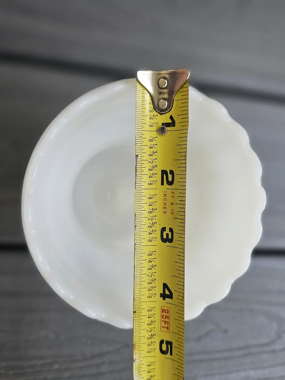 Vintage E.O. Brody white milk glass footed urn planter featuring a fluted body
